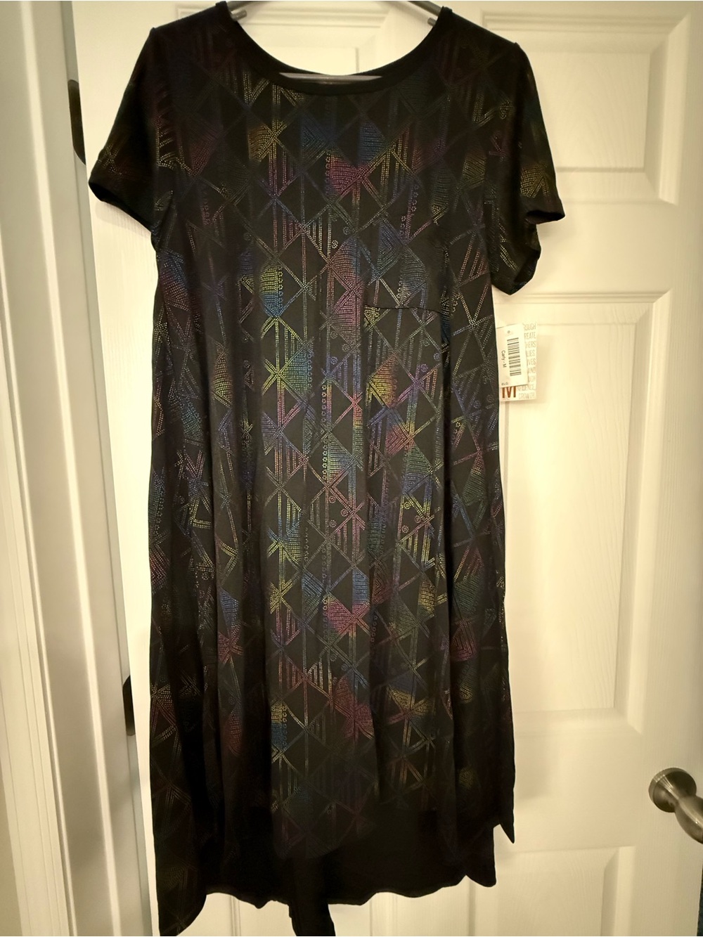 Lularoe Carly dress - Black Multicolor Geometric A-Line Dress
